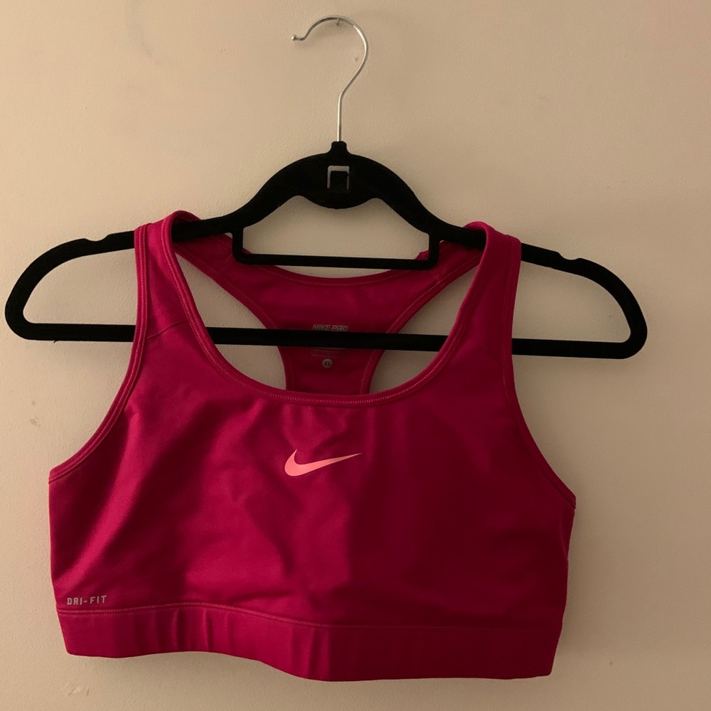 Pink Nike sports bra